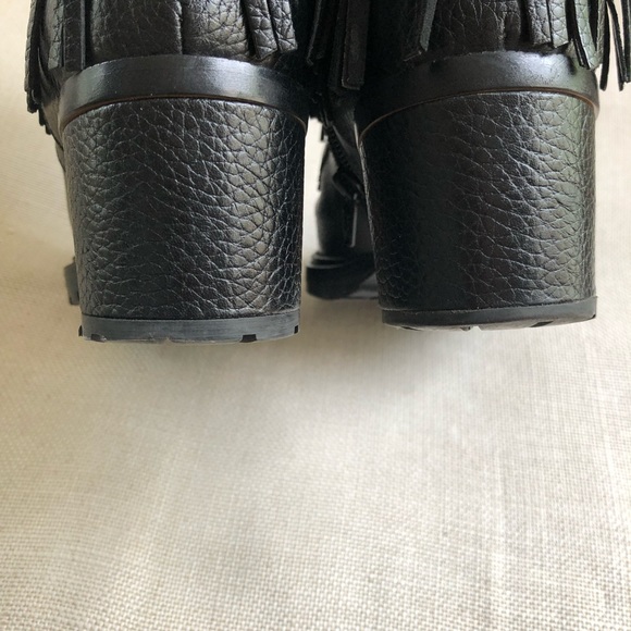 Valentino Combat Ankle Boots Fringe Buckles Block Heel US 6.5 - Picture 14 of 15